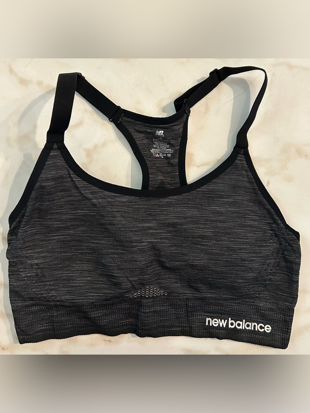 New Balance Women's Charcoal Heather Racerback Sports Bra